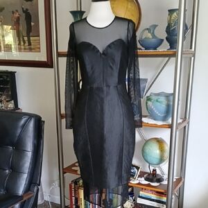 Milly Black Sheer Sleeve Dress Size S